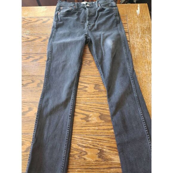 Re/Done Double Needle Long Jean Black sz 29 - Picture 2 of 6